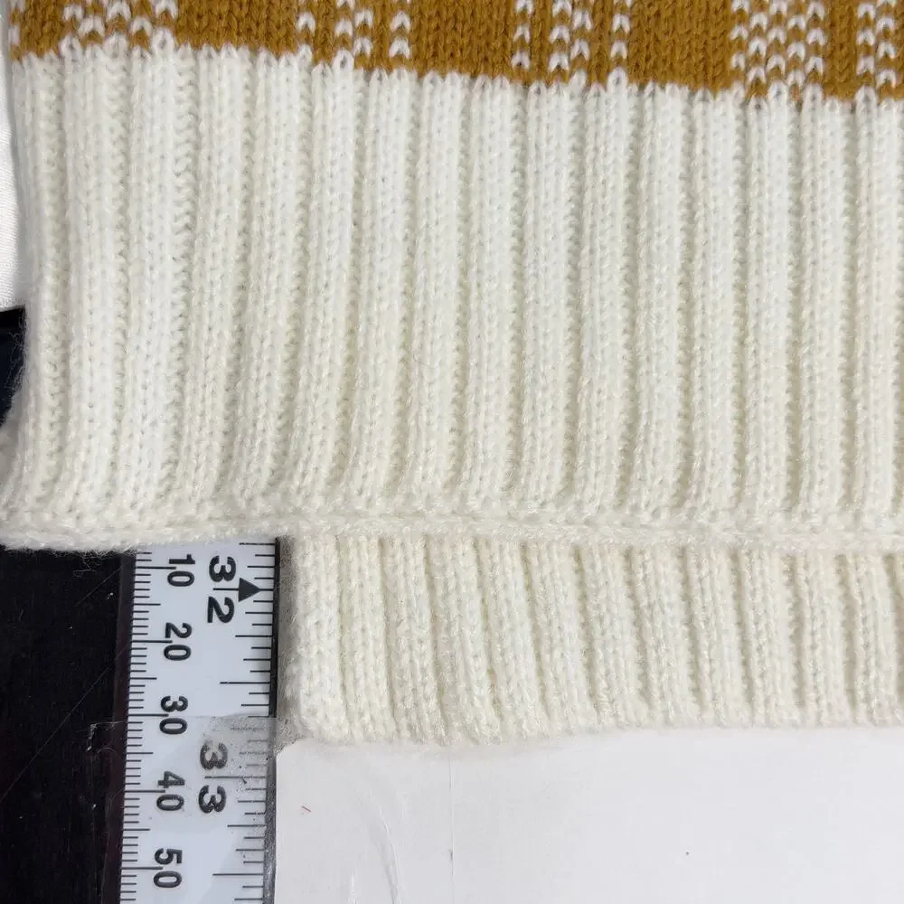 Timberland OS NEW Brown White Plaid Knit Long Scarf Outdoor Neck Warmer